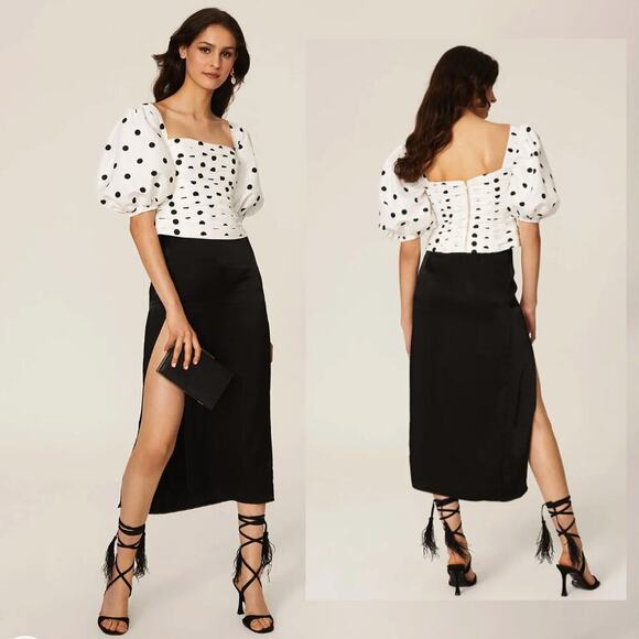 Self-Portrait Taffeta Polka Dot Top - Size 4 - Picture 1 of 9